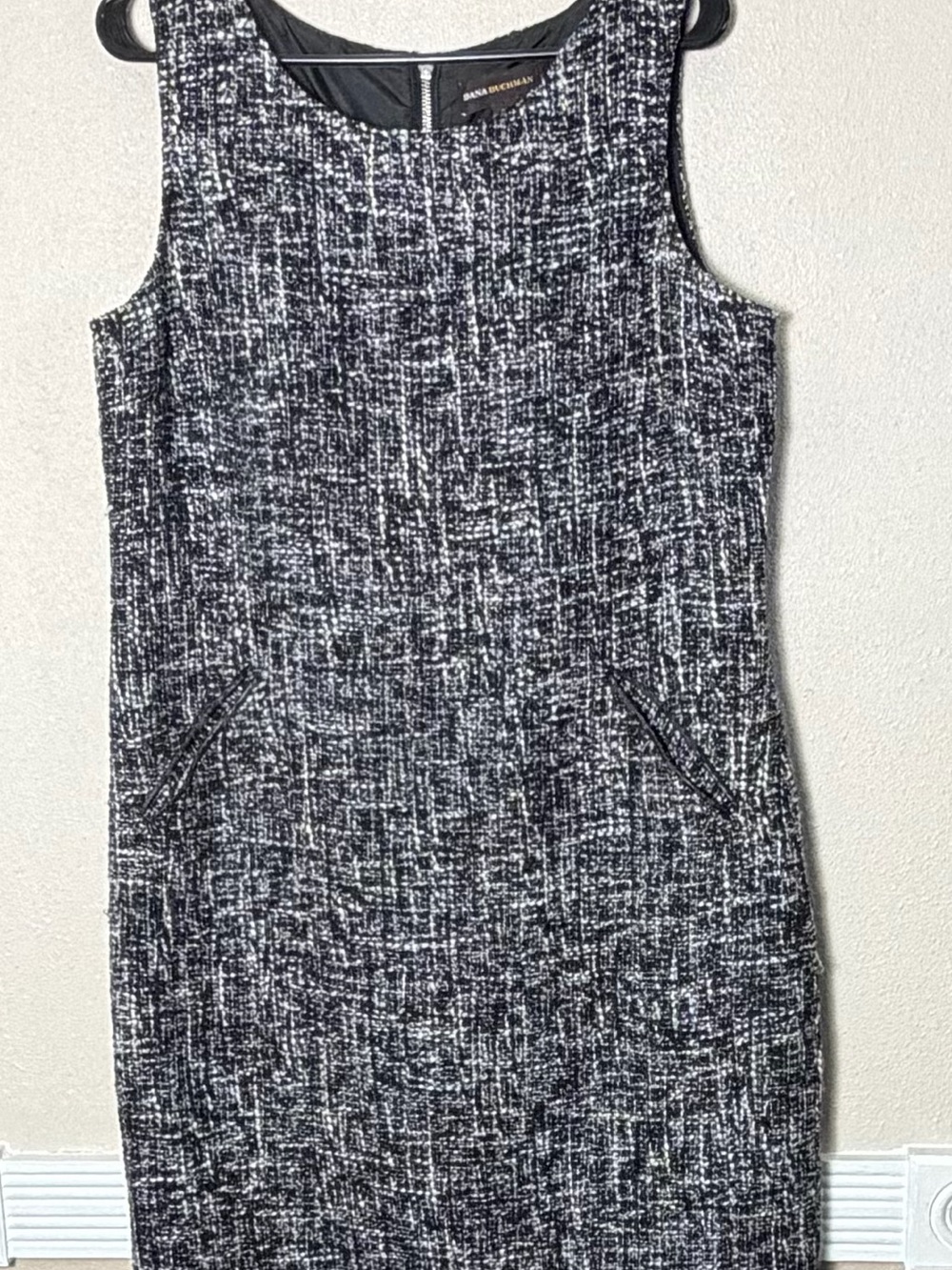 Dana Buchman Black and White Tweed Midi Dress